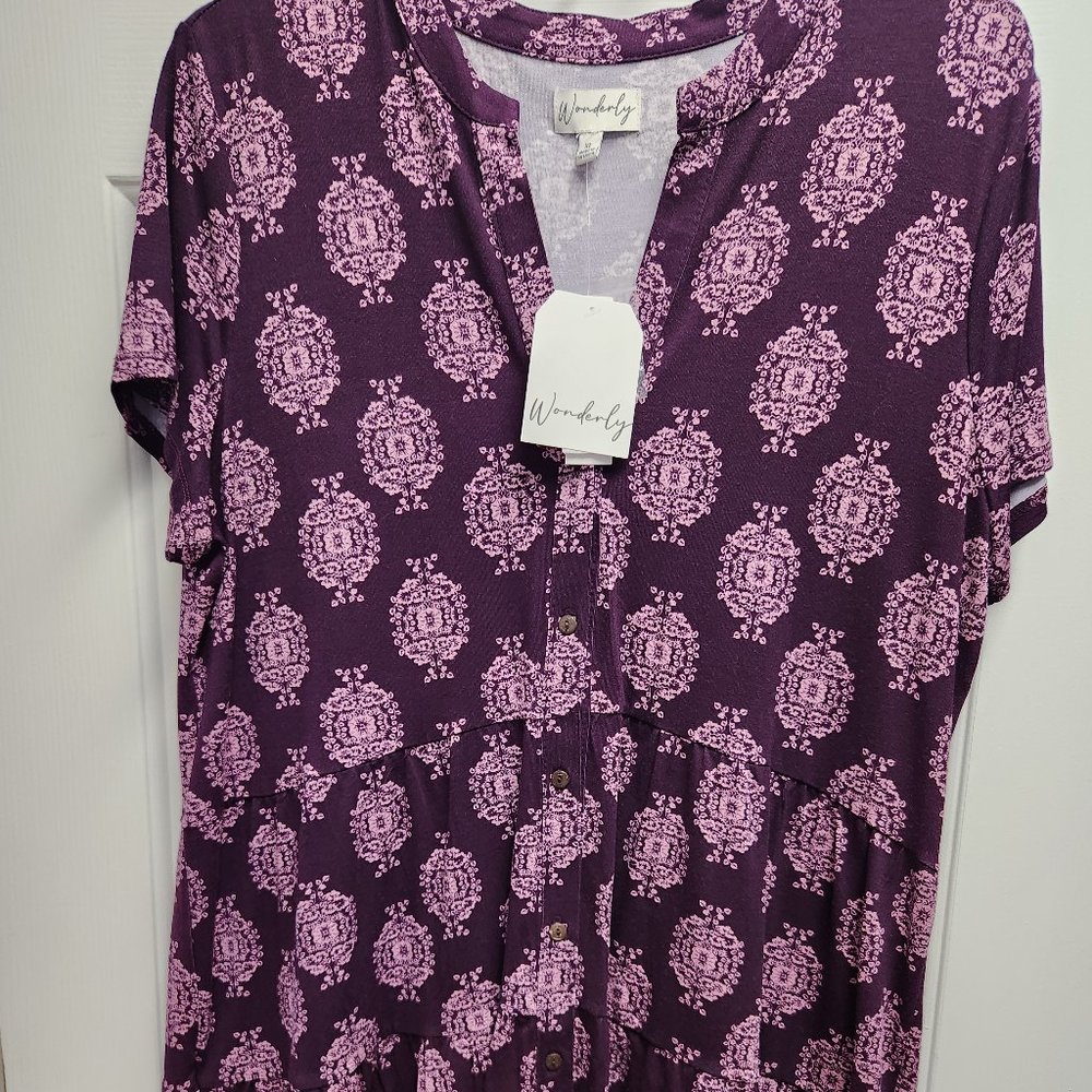 BRAND NEW LADIES PURPLE/PINK BLOUSE-WONDERLY-SIZE XL #1641